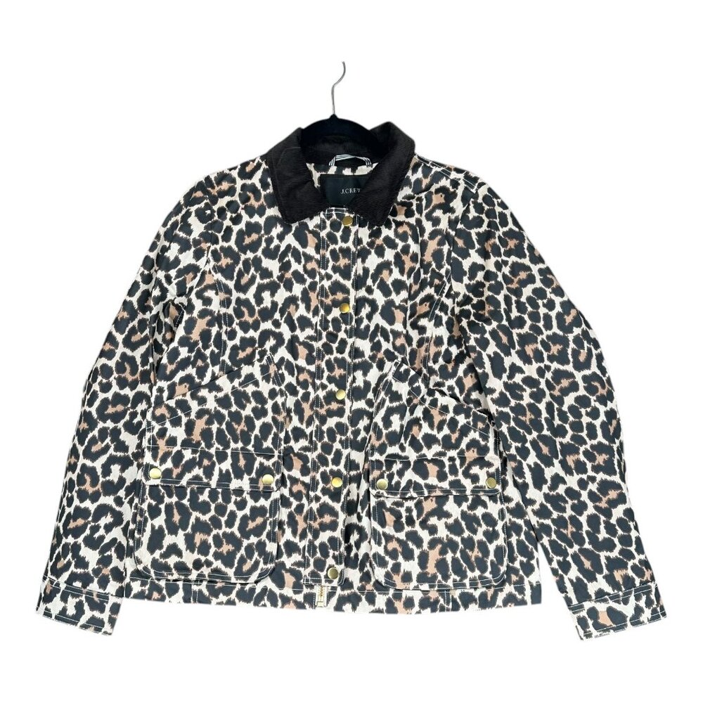 J Crew NWT Women's S Small Leopard Print Barn Coat Chore Jacket AQ249 Boho